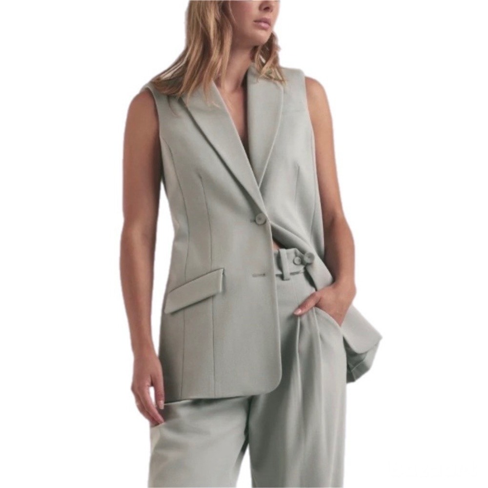 Favorite Daughter Nadine Ultimate Gray Longline Sleeveless Blazer Vest Small